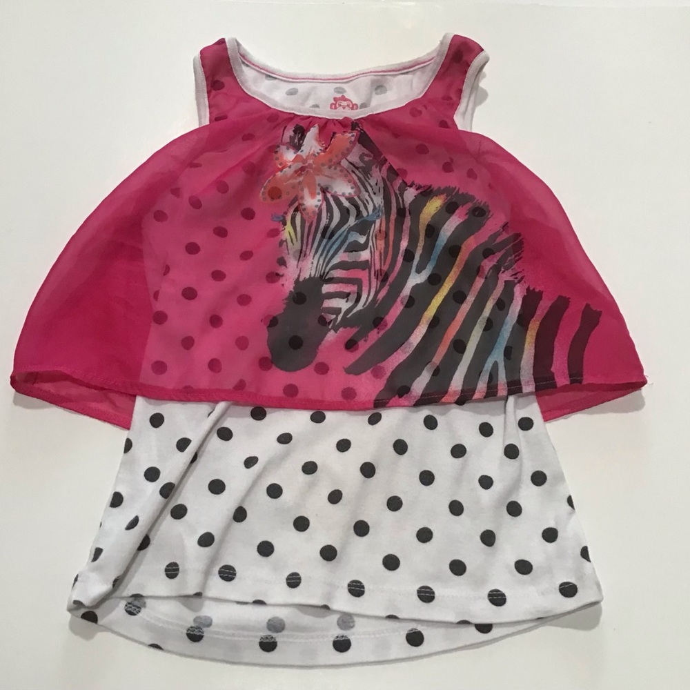 365 Kids Garanimals Zebra Tank Top Girls 8 Pink Colorful Polka Dot Chiffon